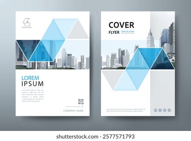 Blue Annual report brochure flyer design template vector, Leaflet, presentation book cover templates