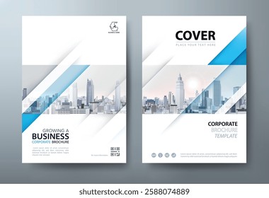 Blue Annual report brochure flyer design template vector, Leaflet, presentation book cover templates.