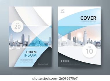 Blue Annual report brochure flyer design template vector, Leaflet, presentation book cover templates.