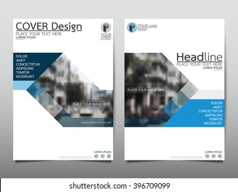 Blue annual report brochure flyer design template vector, Leaflet cover presentation abstract flat background, layout in A4 size