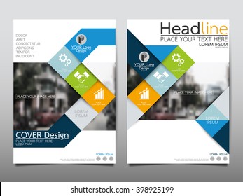 Blue annual report brochure flyer design template vector, Leaflet cover presentation abstract flat background, layout in A4 size
