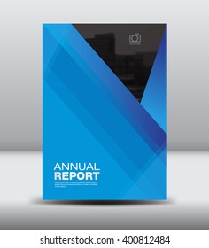 Blue annual report brochure flyer design template vector, Leaflet cover presentation abstract flat background, layout in A4 size