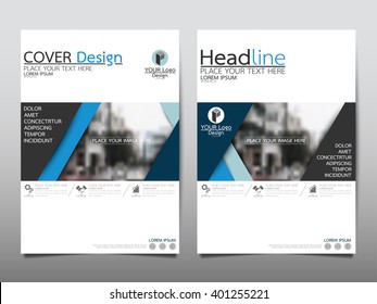 Blue annual report brochure flyer design template vector, Leaflet cover presentation abstract flat background, layout in A4 size