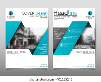 Blue annual report brochure flyer design template vector, Leaflet cover presentation abstract flat background, layout in A4 size