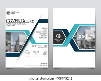 Blue annual report brochure flyer design template vector, Leaflet cover presentation abstract flat background, layout in A4 size