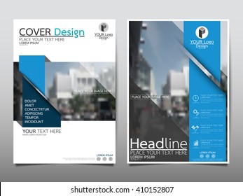 Blue Annual Report Brochure Flyer Design Template Vector, Leaflet Cover Presentation Abstract Flat Background, Layout In A4 Size