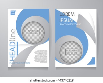 Blue annual report brochure flyer design template vector, Leaflet cover presentation abstract flat background, layout in A4 size