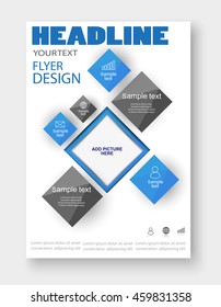 Blue annual report brochure flyer design template vector, Leaflet cover presentation abstract flat background. Flyer template for business, education, presentation, website, magazine cover.eps10