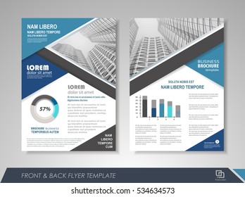 Blue annual report brochure flyer design template. Leaflet cover presentation abstract background for business, magazines, posters, booklets, banners. Layout in A4 size. Easily editable vector format.