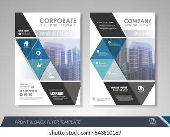 Blue annual report brochure flyer design template. Leaflet cover presentation abstract background for business, magazines, posters, booklets, banners. Layout in A4 size. Easily editable vector format.