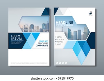 Blue annual report brochure flyer design template, Leaflet cover presentation, book cover, layout in A4 size.