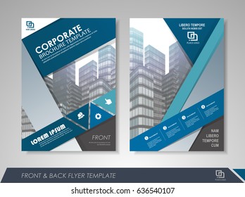 Blue annual report brochure flyer design template. Leaflet cover presentation abstract background for business, magazines, posters, booklets, banners. Layout in A4 size. Easily editable vector format.