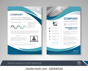 Blue annual report brochure flyer design template. Leaflet cover presentation abstract background for business, magazines, posters, booklets, banners. Layout in A4 size. Easily editable vector format.