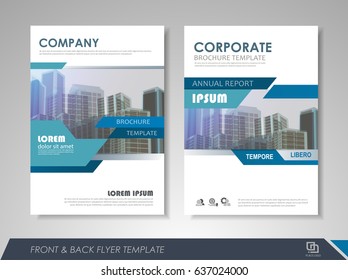 Blue annual report brochure flyer design template. Leaflet cover presentation abstract background for business, magazines, posters, booklets, banners. Layout in A4 size. Easily editable vector format.