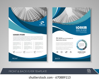 Blue annual report brochure flyer design template. Leaflet cover presentation abstract background for business, magazines, posters, booklets, banners. Layout in A4 size. Easily editable vector format.