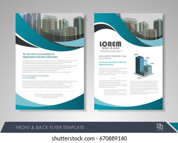 Blue annual report brochure flyer design template. Leaflet cover presentation abstract background for business, magazines, posters, booklets, banners. Layout in A4 size. Easily editable vector format.