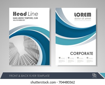 Blue annual report brochure flyer design template. Leaflet cover presentation abstract background for business, magazines, posters, booklets, banners. Layout in A4 size. Easily editable vector format.