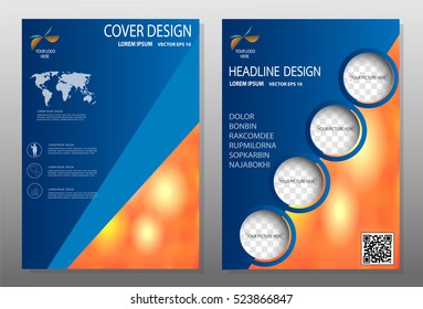 Blue annual report brochure,Modern flyer design template illustration vector, Leaflet cover presentation abstract background,Headline, layout in A4 size