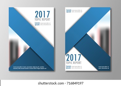 Blue annual report flyer design template, layout in A4 size, vector illustration
