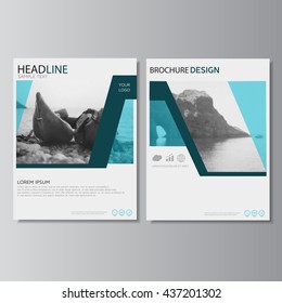 Blue Annual report, flyer template. Brochure design. Leaflet layout. Magazine cover. Nature background. Vector illustration, eps 10 