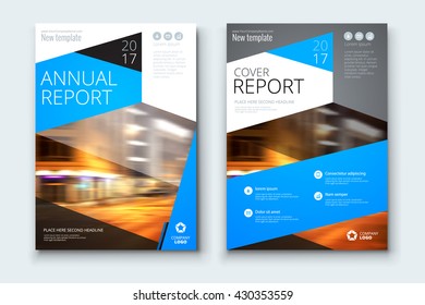blue annual report layout template design cover a4 concept vector