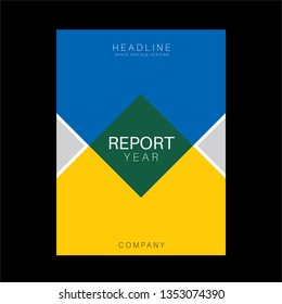 Blue Annual Report Leaflet Brochure Flyer template A4 size design, book cover layout design, Abstract blue & yellow presentation templates - Vector