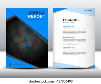 Blue annual report Leaflet Brochure Flyer template A4 size design, book cover layout design
