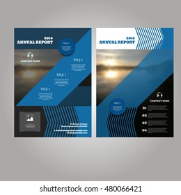 Blue annual report Leaflet Brochure Flyer template design eps10 