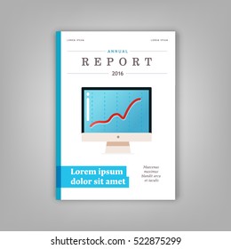 Blue annual report. Leaflet Brochure template. A4 size design. Book cover layout design. Abstract minimalistic cover mockup.