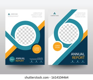 Blue annual report poster flyer pamphlet brochure cover design layout space for photo background, vector illustration template in A4 size