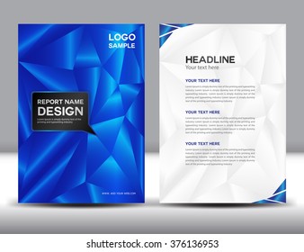 Blue Annual report template, brochure flyer, cover design, polygon background, portfolio, Leaflet, presentation, book , booklet, catalog, brochure flyer, magazine ads, newsletter, poster