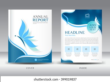 Blue Annual report template vector illustration,Brochure flyer, cover design, catalog, leaflet, magazine ads