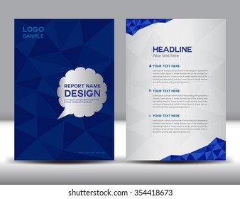 blue Annual report Vector illustration, cover design, brochure flyer template, booklet,  polygon background, newsletter, poster, leaflet, magazine ads