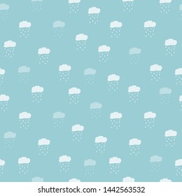 Blue ant white seamless clouds pattern. Can be used for postcards, invitations, advertising, web, textile and other.