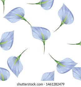 Blue Anthurium Tailflower. Vector illustration. Seamless background pattern. Floral botanical flower. Wild leaf wildflower isolated. Exotic tropical hawaiian jungle. Fabric wallpaper print texture.