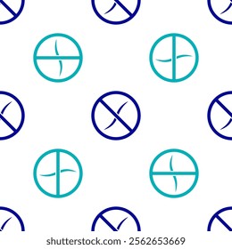 Blue Anti worms parasite icon isolated seamless pattern on white background.  Vector