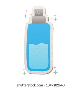 blue antibacterial splash bottle stickers vector illustration design