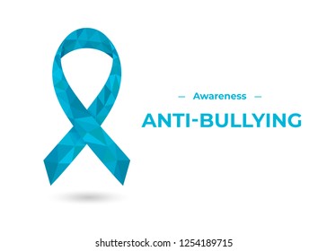 Blue anti-bullying awareness ribbon. Colorful vector illustration for web and printing.