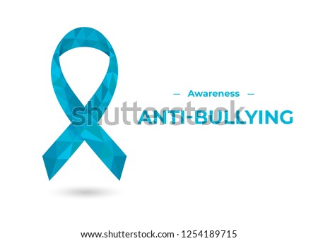 Blue anti-bullying awareness ribbon. Colorful vector illustration for web and printing.