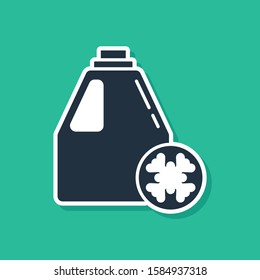 Blue Antifreeze canister icon isolated on green background. Auto service. Car repair.  Vector Illustration