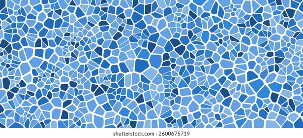 Blue Antique Greek Tiles Mosaic Pattern. Decorative Ancient Stone Ornament. Stone Pebble Mosaic Template for Interior Exterior Designs, Wrapping Paper. Vector Illustration.