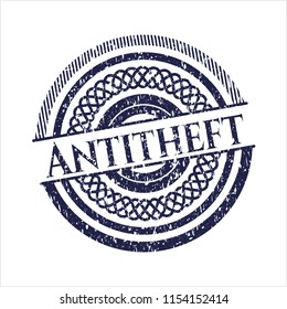 Blue Antitheft distressed rubber grunge seal