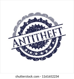 Blue Antitheft distressed rubber seal with grunge texture