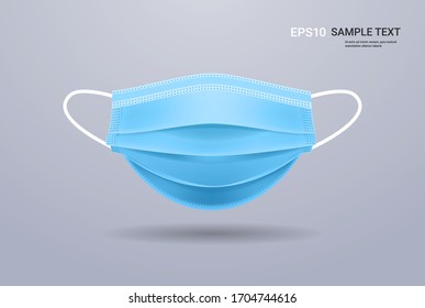 blue antiviral medical respiratory protection face mask coronavirus covid-19 prevention health care concept copy space horizontal vector illustration