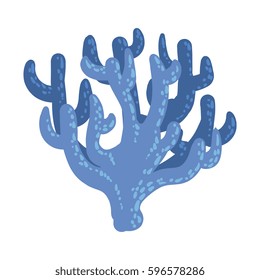 Blue Antler Soft Coral, Tropical Reef Marine Invertebrate Animal Isolated Vector Icon