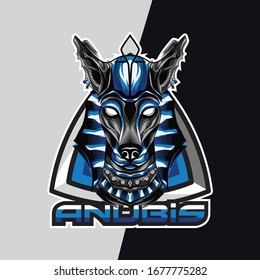Blue anubis esport logo and mascot game