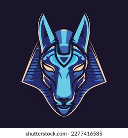 blue anubis esport logo vector illustration