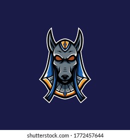 blue anubis gaming mascot logo