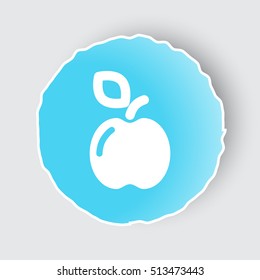 Blue app button with Apple icon on white.
