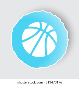 Blue app button with Basketball icon on white.